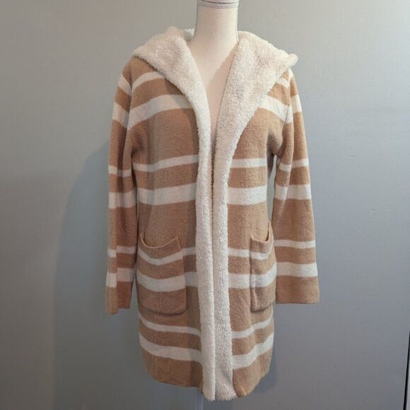 Sweet Rain ultra fuzzy hooded cardigan with pockets, neutral colors, size M - Picture 1 of 7